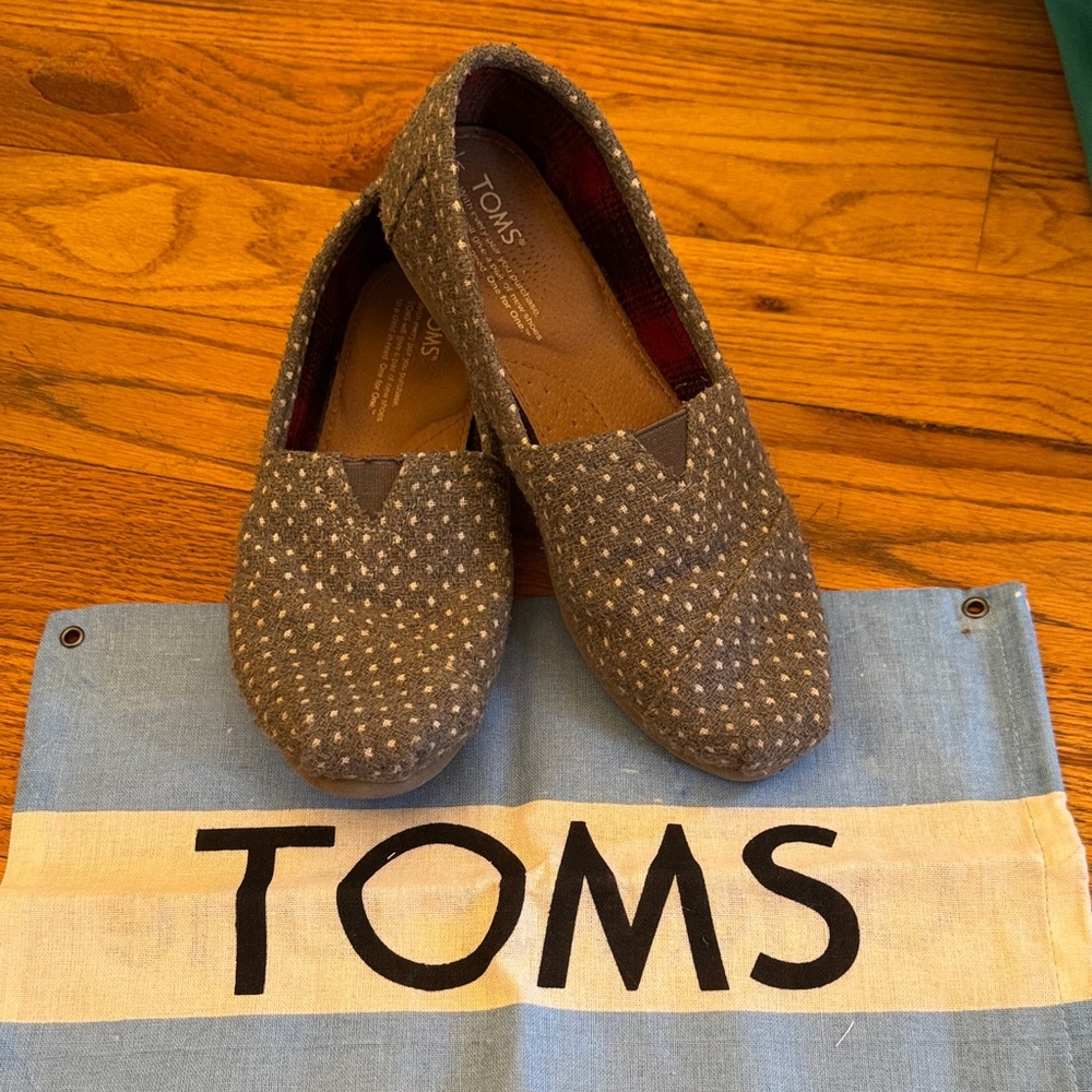 TOMS Charcoal Polka Dot Slip-Ons